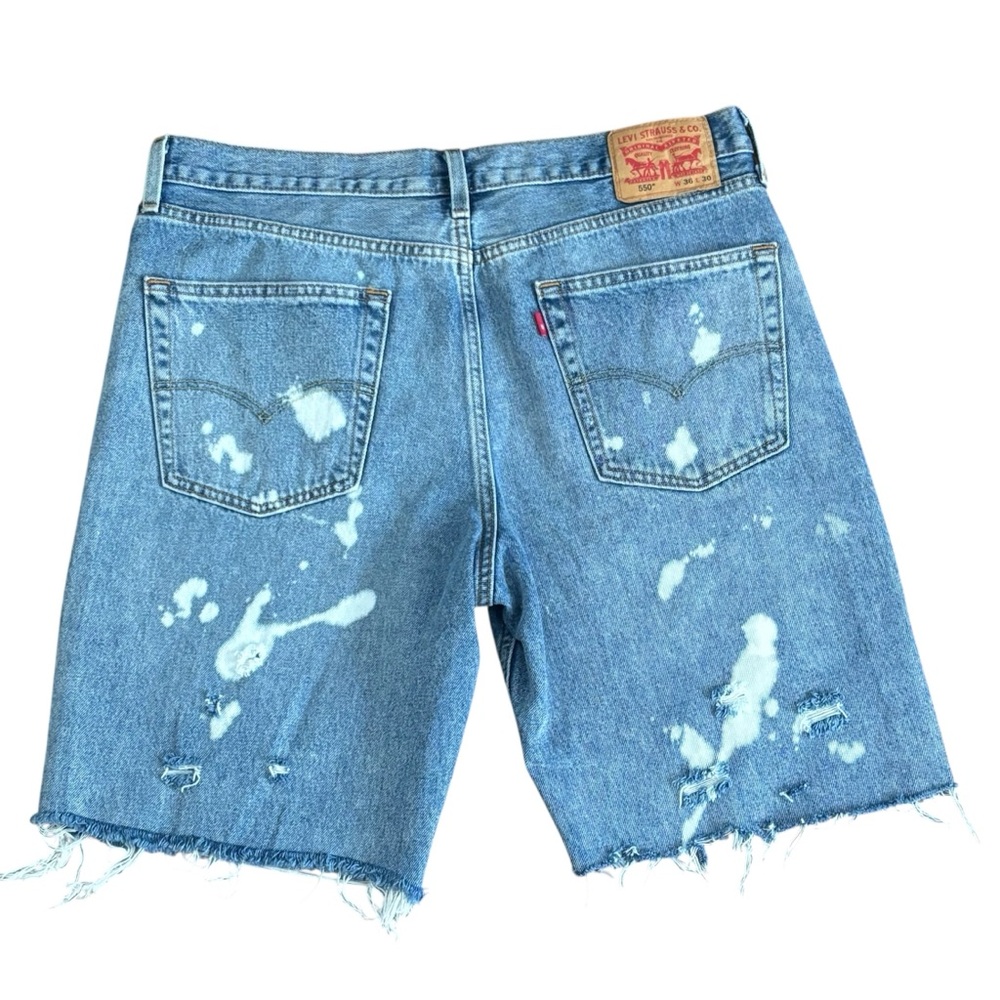 Embroidered Distressed Denim Shorts Custom made by Ri -ROC Levi’s shorts - Picture 4 of 8